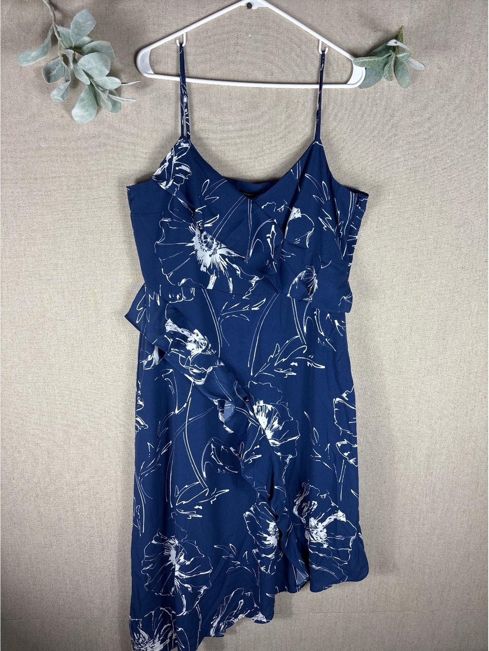Banana Republic > New Blue Floral Asymmetrical Sleeveless V Neck Dress 14